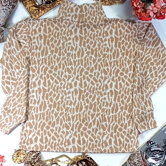"LOFT" Animal Print XS Earthy Granola Girl Mock Neck Pullover Sweater - Picture 9 of 14